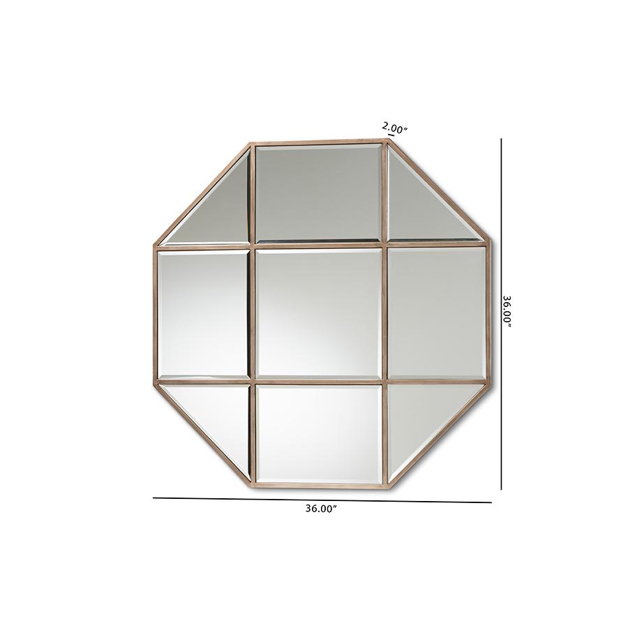 Baxton Studio Enora Modern and Contemporary Antique Bronze Finished Metal Geometric Accent Wall Mirror | Mirrors | Modishstore - 3