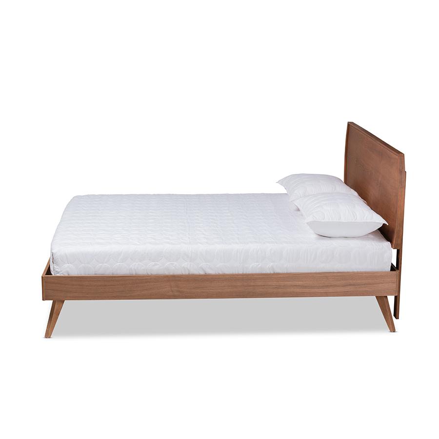 Baxton Studio Aimi Mid-Century Modern Walnut Brown Finished Wood Full Size Platform Bed | Beds | Modishstore - 4