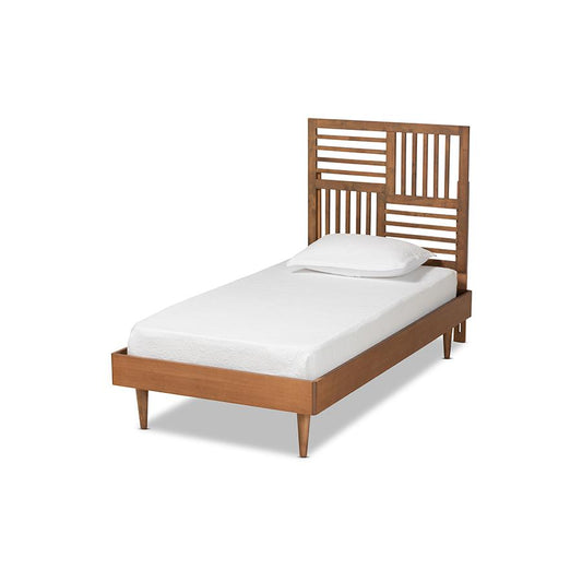 Baxton Studio Romy Modern and Contemporary Walnut Brown Finished Wood Twin Size Platform Bed | Beds | Modishstore