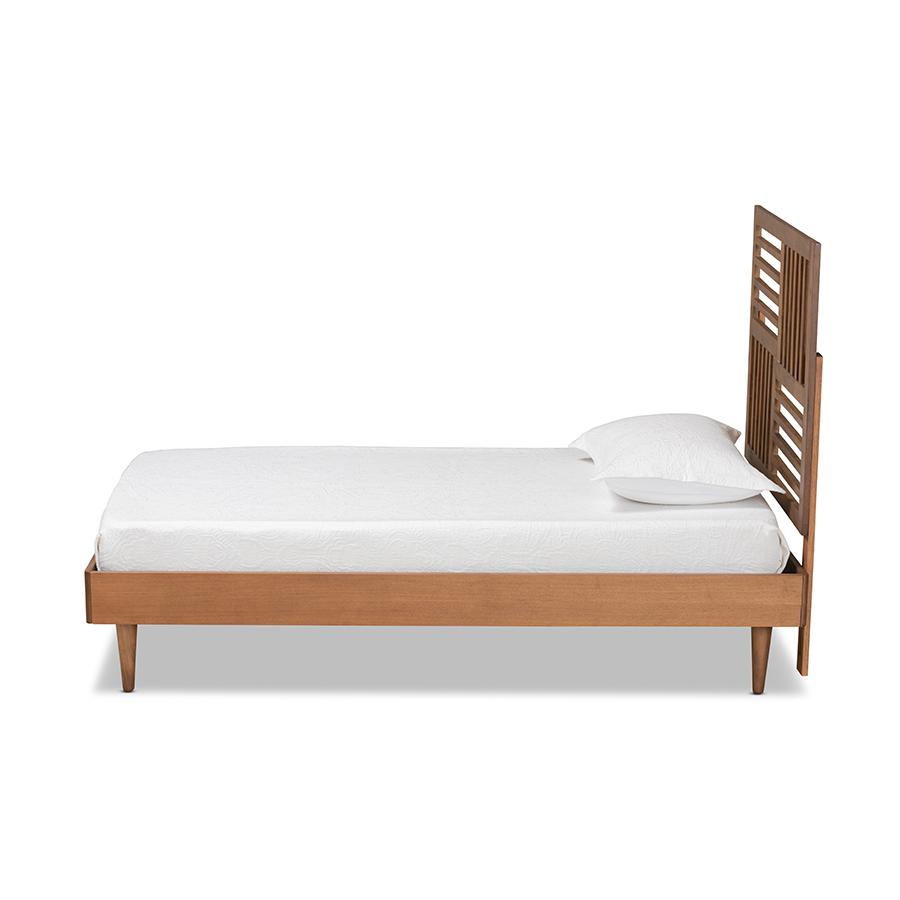 Baxton Studio Romy Modern and Contemporary Walnut Brown Finished Wood Twin Size Platform Bed | Beds | Modishstore - 2