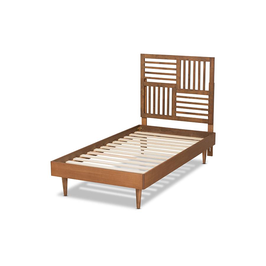 Baxton Studio Romy Modern and Contemporary Walnut Brown Finished Wood Twin Size Platform Bed | Beds | Modishstore - 3