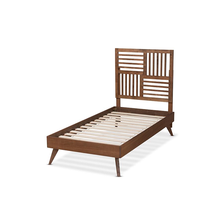 Baxton Studio Gemma Mid-Century Modern Transitional Walnut Brown Finished Wood Twin Size Platform Bed | Beds | Modishstore - 4