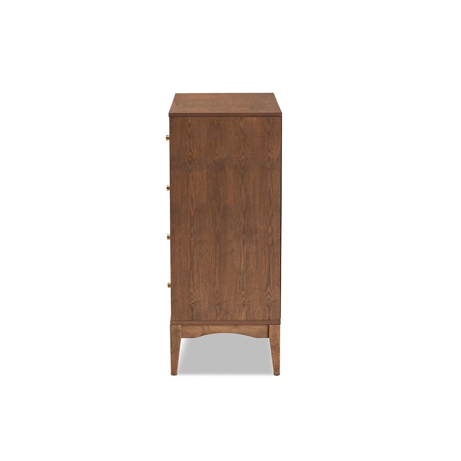 Baxton Studio Landis Mid-Century Modern Ash Walnut Finished Wood 4-Drawer Chest | Drawers | Modishstore - 4