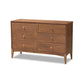 Baxton Studio Landis Mid-Century Modern Ash Walnut Finished Wood 6-Drawer Dresser | Dressers | Modishstore