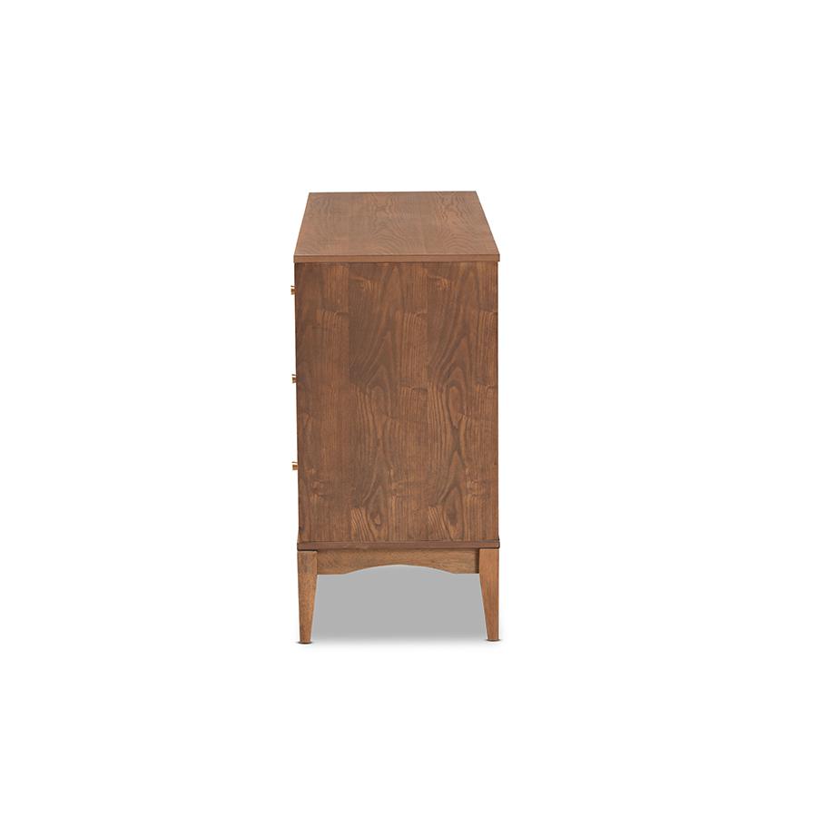 Baxton Studio Landis Mid-Century Modern Ash Walnut Finished Wood 6-Drawer Dresser | Dressers | Modishstore - 4