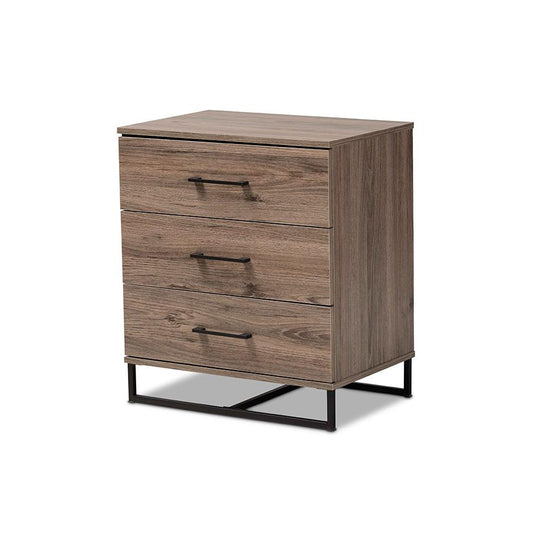 Baxton Studio Daxton Modern and Contemporary Rustic Oak Finished Wood 3-Drawer Storage Chest | Drawers | Modishstore