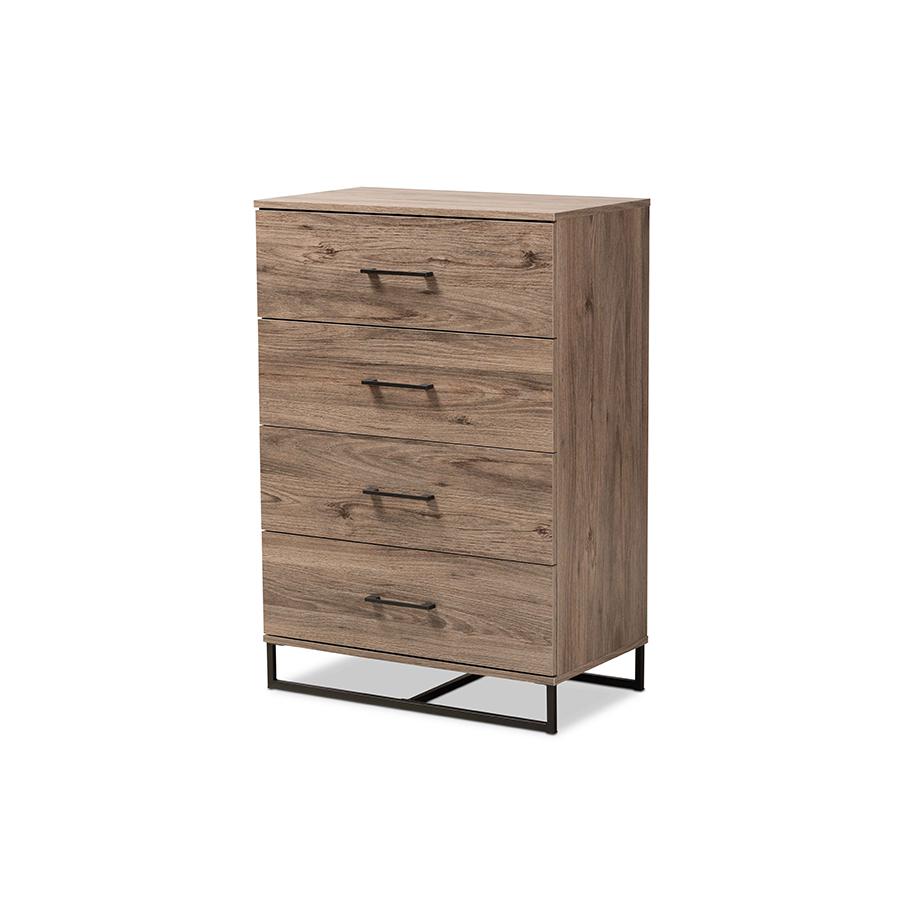 Baxton Studio Daxton Modern and Contemporary Rustic Oak Finished Wood 4-Drawer Storage Chest | Drawers | Modishstore - 2