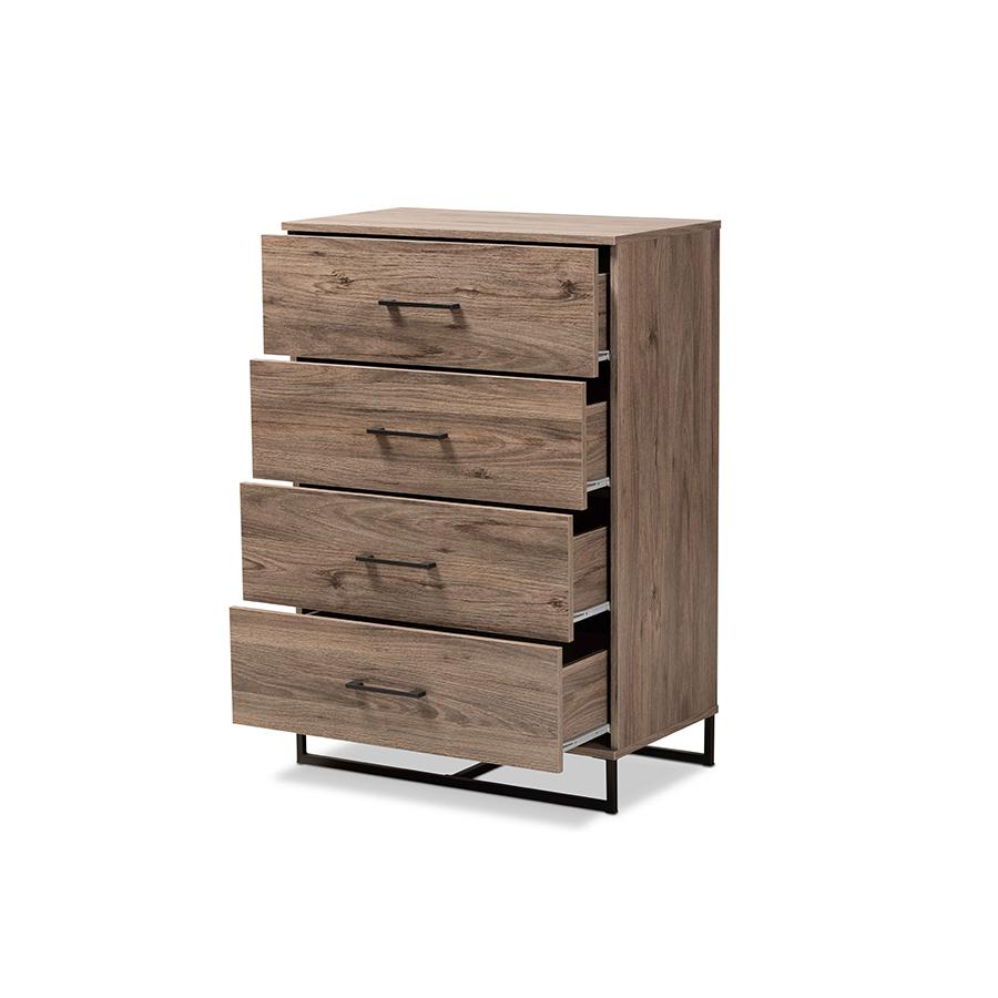 Baxton Studio Daxton Modern and Contemporary Rustic Oak Finished Wood 4-Drawer Storage Chest | Drawers | Modishstore - 3