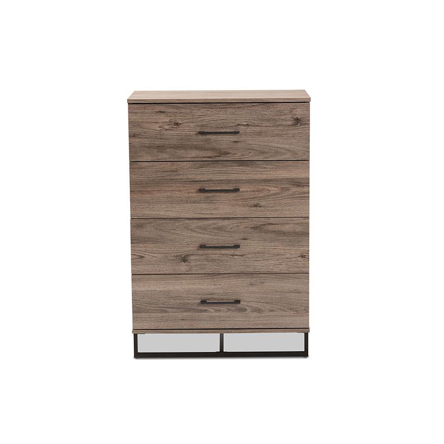 Baxton Studio Daxton Modern and Contemporary Rustic Oak Finished Wood 4-Drawer Storage Chest | Drawers | Modishstore - 4