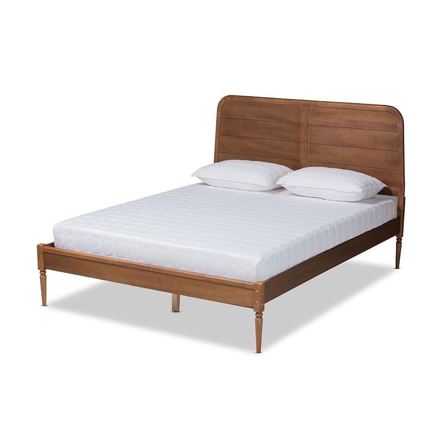 Baxton Studio Kassidy Classic and Traditional Walnut Brown Finished Wood Full Size Platform Bed | Beds | Modishstore - 2