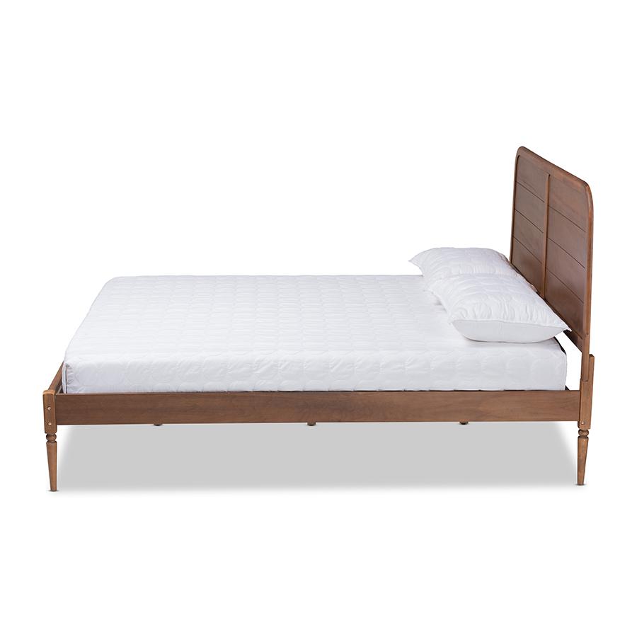 Baxton Studio Kassidy Classic and Traditional Walnut Brown Finished Wood Full Size Platform Bed | Beds | Modishstore - 3
