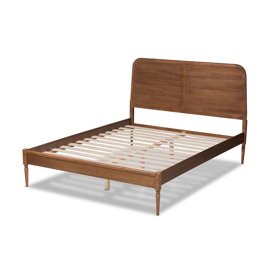 Baxton Studio Kassidy Classic and Traditional Walnut Brown Finished Wood Full Size Platform Bed | Beds | Modishstore - 4