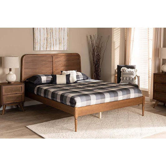 Baxton Studio Kassidy Classic and Traditional Walnut Brown Finished Wood Full Size Platform Bed | Beds | Modishstore