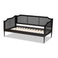 Baxton Studio Hancock Mid-Century Modern Charcoal Finished Wood and Synthetic Rattan Twin Size Daybed | Daybeds | Modishstore - 4