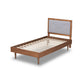 Baxton Studio Saul Mid-Century Modern Light Grey Fabric Upholstered and Walnut Brown Finished Wood Twin Size Platform Bed | Beds | Modishstore - 4
