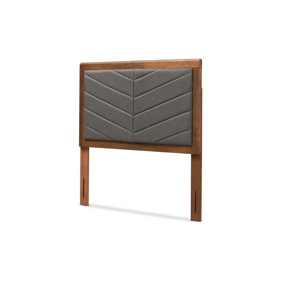 Baxton Studio Iden Modern and Contemporary Dark Grey Fabric Upholstered and Walnut Brown Finished Wood Twin Size Headboard | Headboards | Modishstore - 2