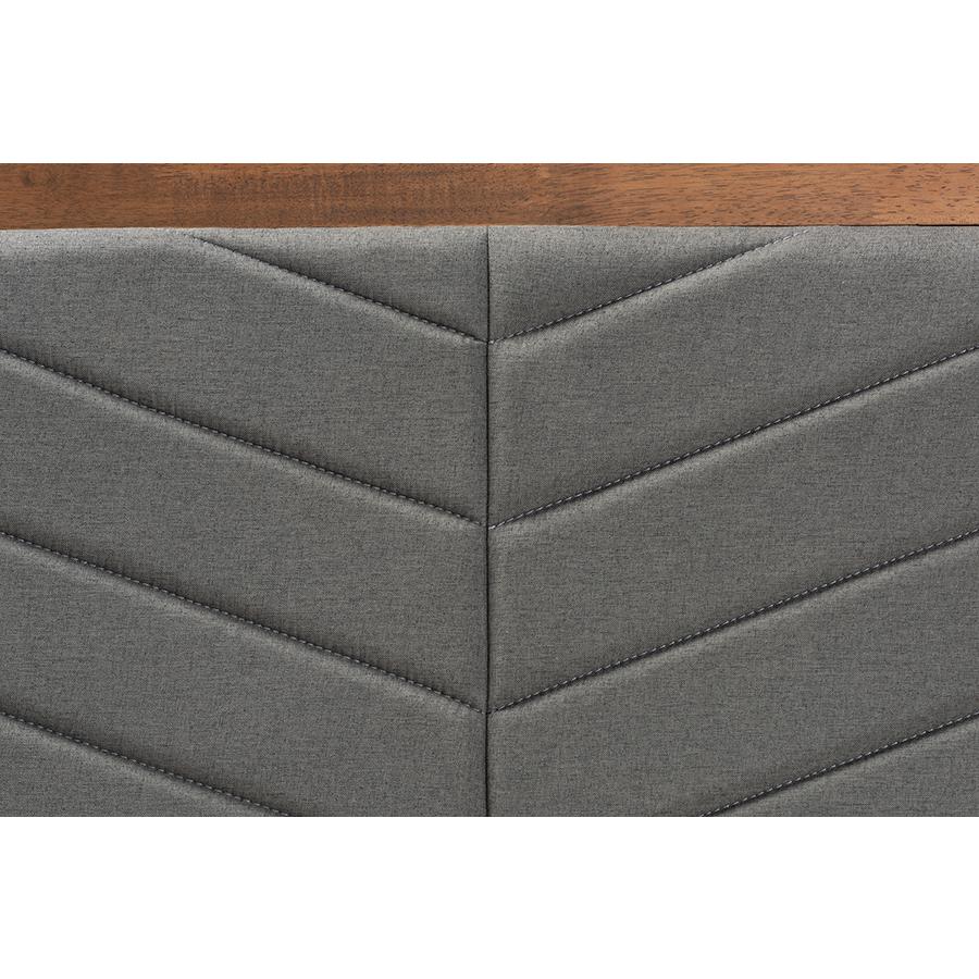 Baxton Studio Iden Modern and Contemporary Dark Grey Fabric Upholstered and Walnut Brown Finished Wood Twin Size Headboard | Headboards | Modishstore - 4