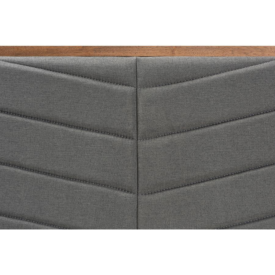 Baxton Studio Iden Modern and Contemporary Dark Grey Fabric Upholstered and Walnut Brown Finished Wood Full Size Headboard | Headboards | Modishstore - 4