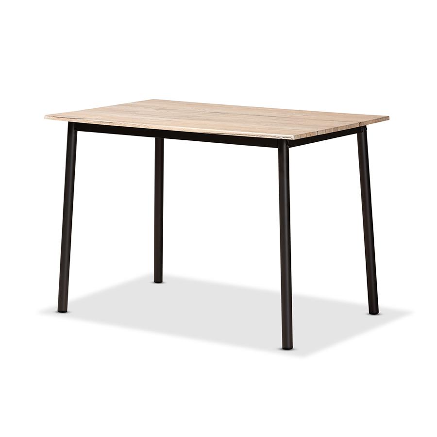 Baxton Studio Carmen Modern and Contemporary Oak Brown Finished Wood and Dark Brown Metal 5-Piece Dining Set | Dining Sets | Modishstore - 4