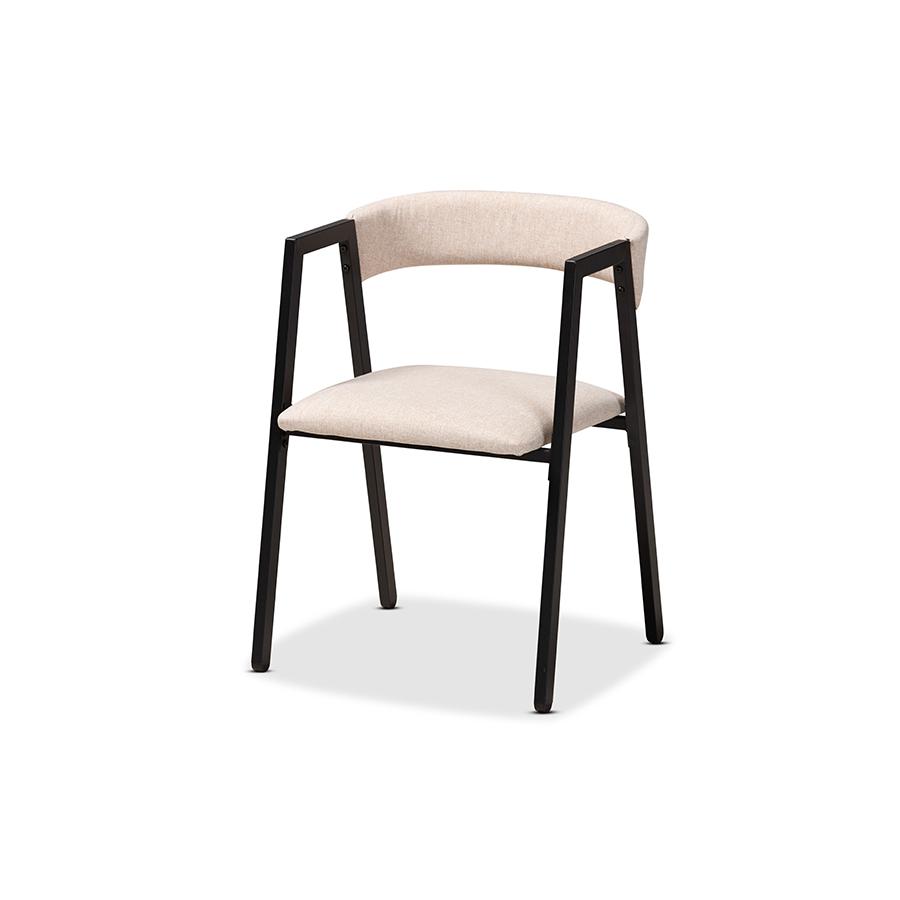 Baxton Studio Delgado Modern and Contemporary Beige Fabric Upholstered and Black Metal 5-Piece Dining Set | Dining Sets | Modishstore - 3