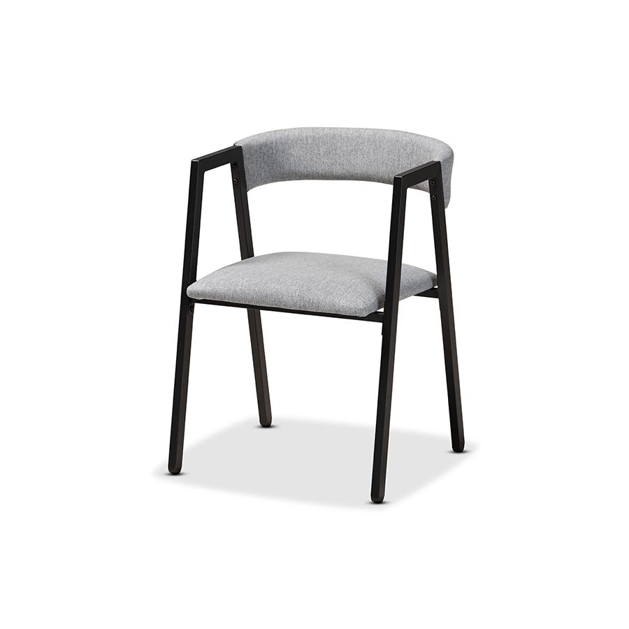 Baxton Studio Delgado Modern and Contemporary Grey Fabric Upholstered and Black Metal 5-Piece Dining Set | Dining Sets | Modishstore - 3