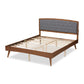 Baxton Studio Ratana Mid-Century Modern Transitional Grey Fabric Upholstered and Walnut Brown Finished Wood Full Size Platform Bed | Beds | Modishstore - 3