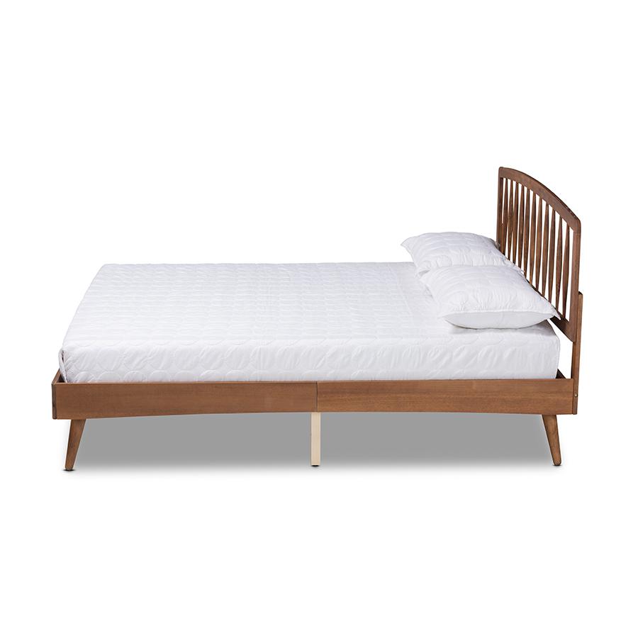 Baxton Studio Paton Mid-Century Modern Walnut Brown Finished Wood Full Size Platform Bed | Beds | Modishstore - 2