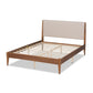 Baxton Studio Lenora Mid-Century Modern Beige Fabric Upholstered and Walnut Brown Finished Wood Full Size Platform Bed | Beds | Modishstore - 4