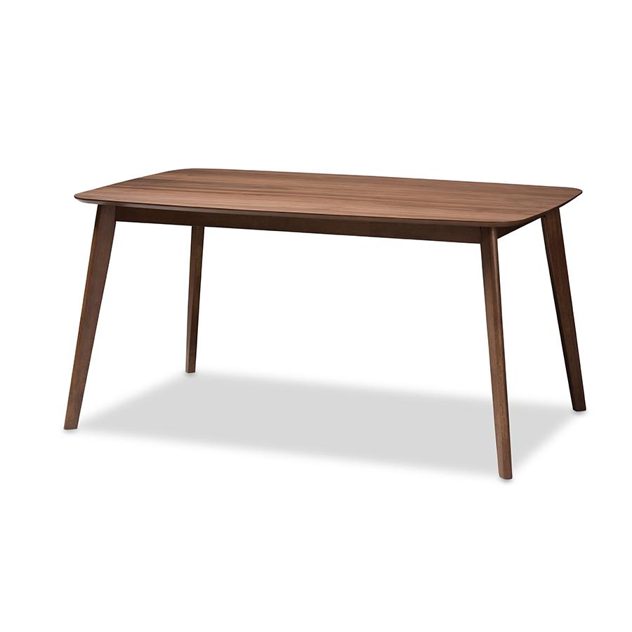 Baxton Studio Alston Mid-Century Modern Grey Fabric Upholstered and Walnut Brown Finished Wood 5-Piece Dining Set | Dining Sets | Modishstore - 4