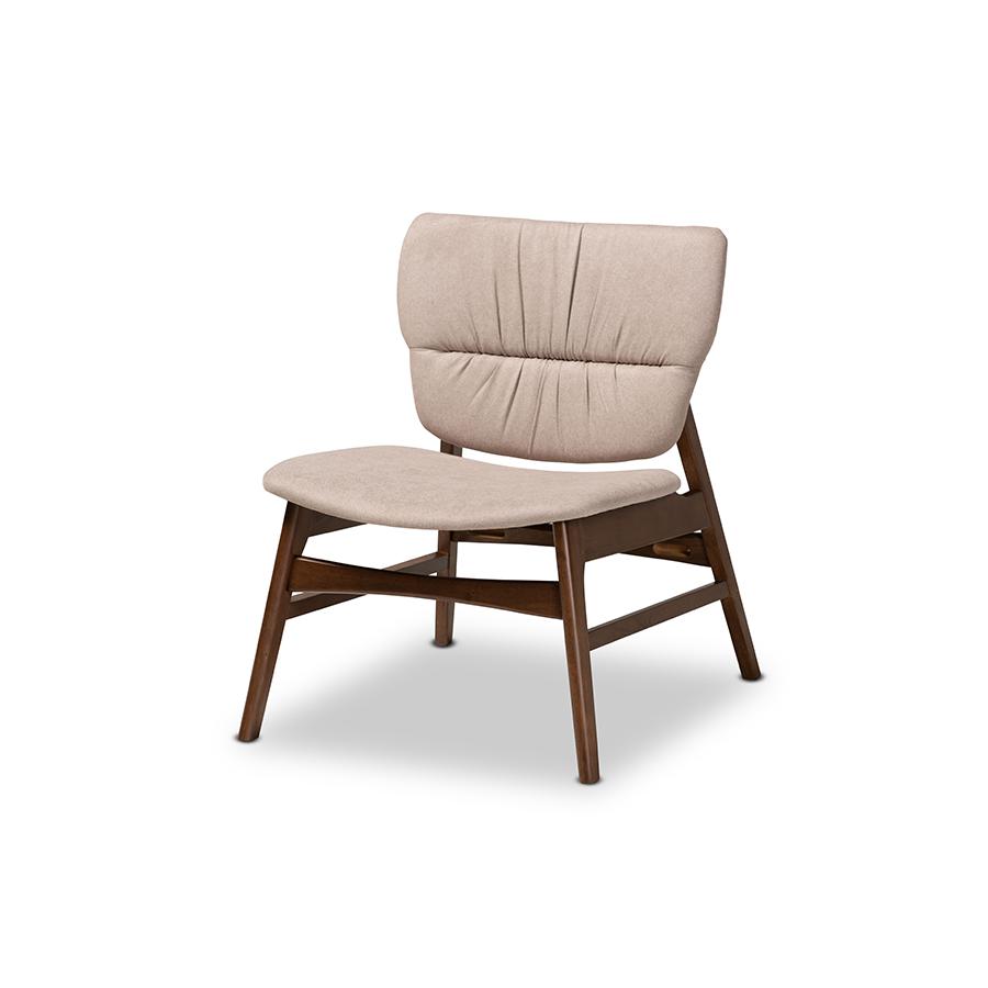 Baxton Studio Benito Mid-Century Modern Transitional Beige Fabric Upholstered and Walnut Brown Finished Wood Accent Chair | Accent Chairs | Modishstore - 3