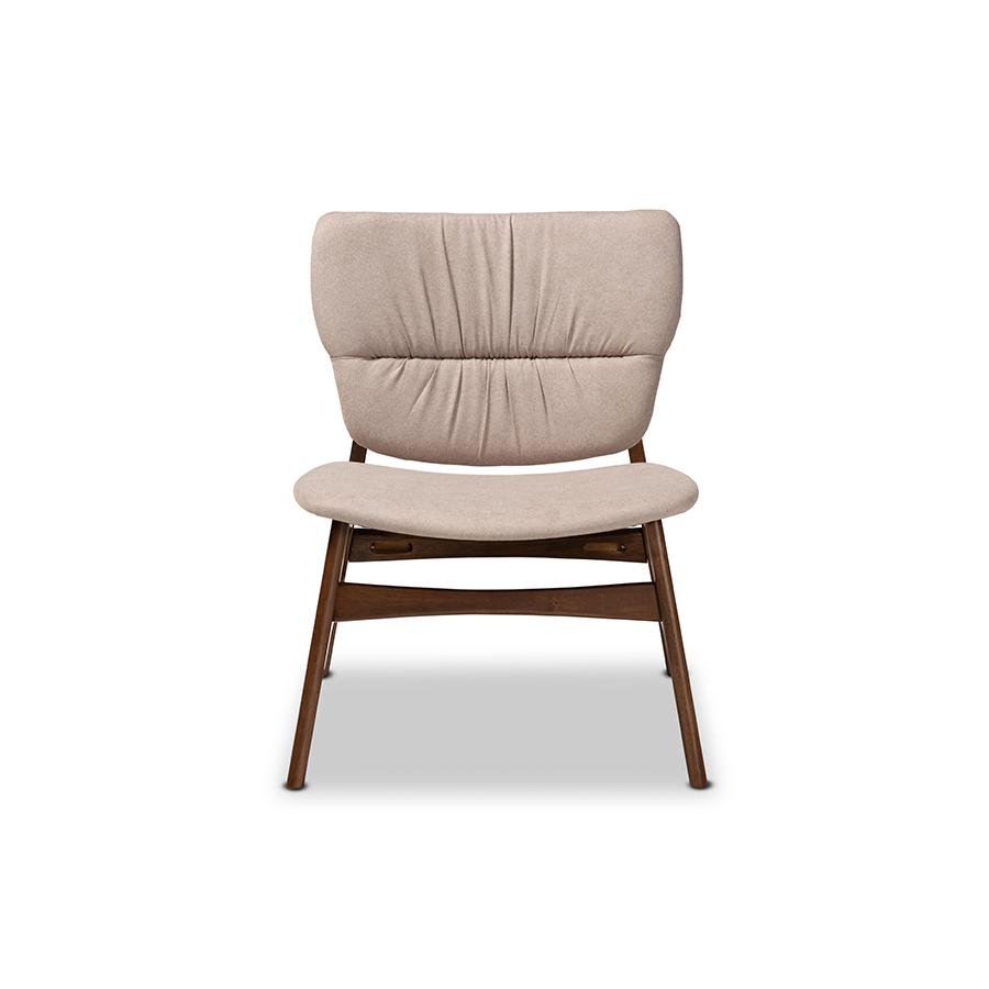 Baxton Studio Benito Mid-Century Modern Transitional Beige Fabric Upholstered and Walnut Brown Finished Wood Accent Chair | Accent Chairs | Modishstore - 4