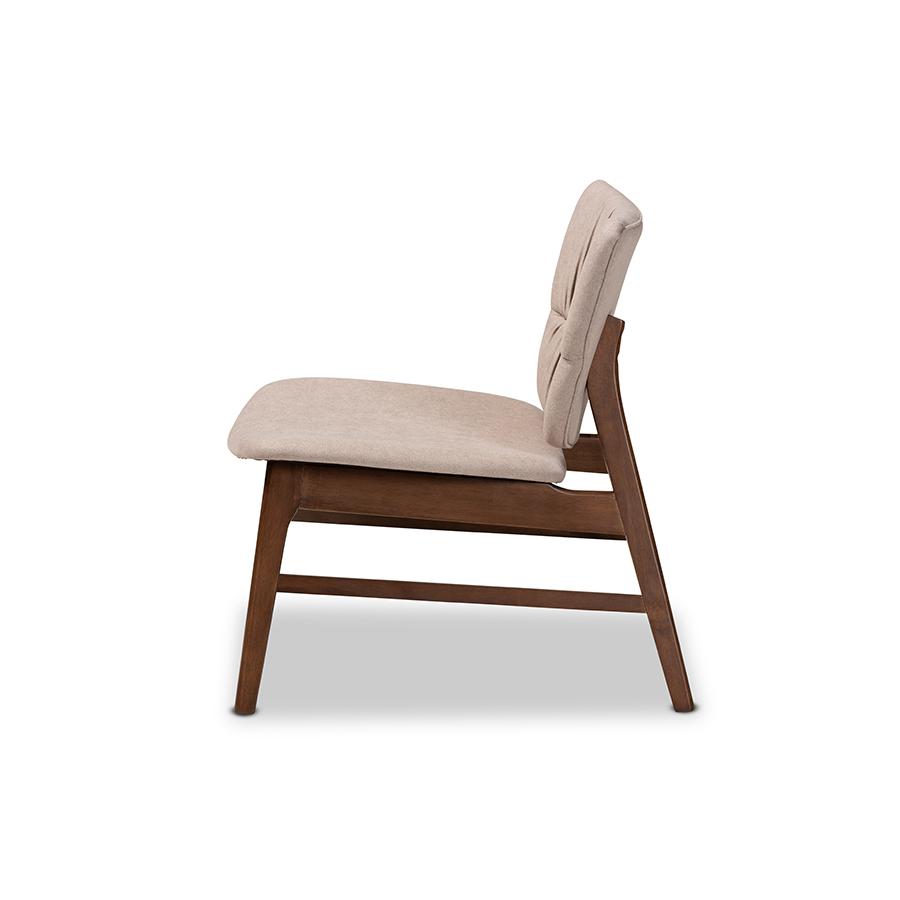 Baxton Studio Benito Mid-Century Modern Transitional Beige Fabric Upholstered and Walnut Brown Finished Wood Accent Chair | Accent Chairs | Modishstore - 5