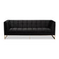 Baxton Studio Ambra Glam and Luxe Black Velvet Upholstered and Button Tufted Sofa with Gold-Tone Frame | Sofas | Modishstore - 3