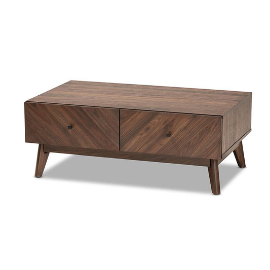 Baxton Studio Hartman Mid-Century Modern Walnut Brown Finished Wood Coffee Table | Coffee Tables | Modishstore