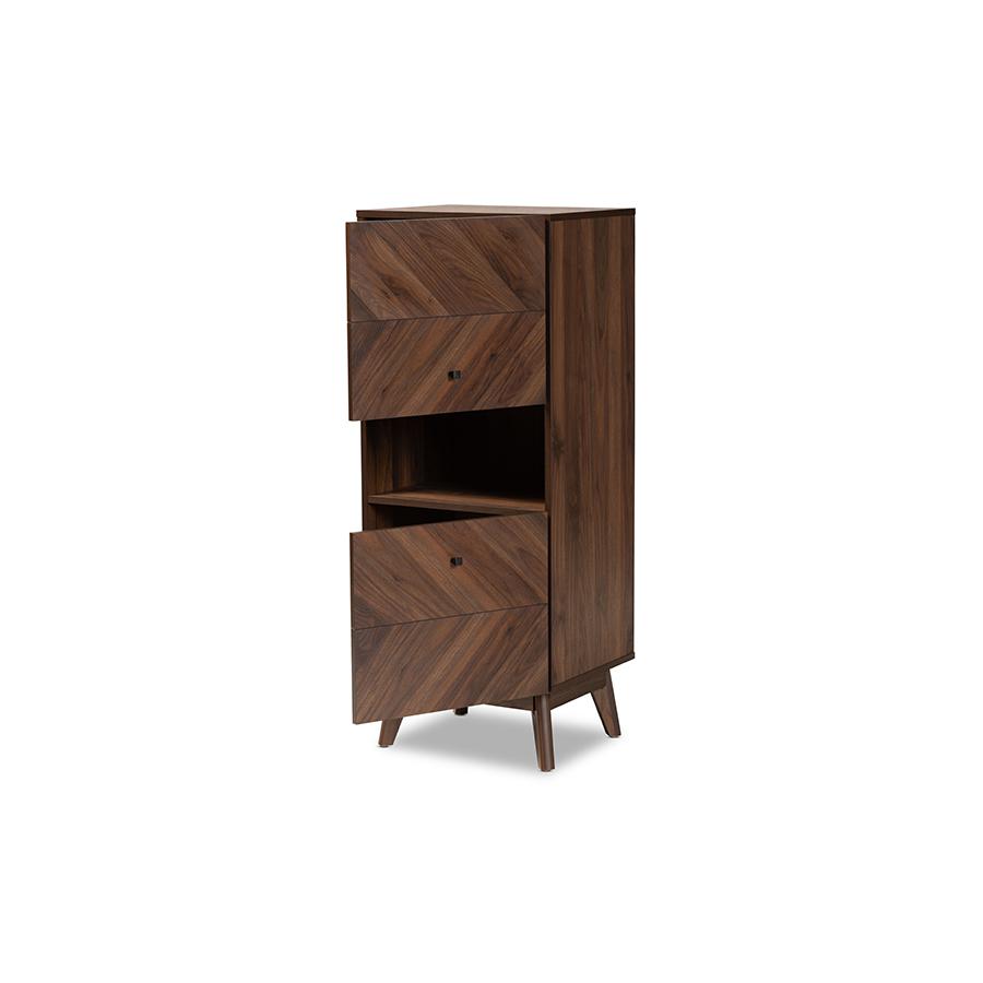 Baxton Studio Hartman Mid-Century Modern Walnut Brown Finished Wood Storage Cabinet | Cabinets | Modishstore - 2