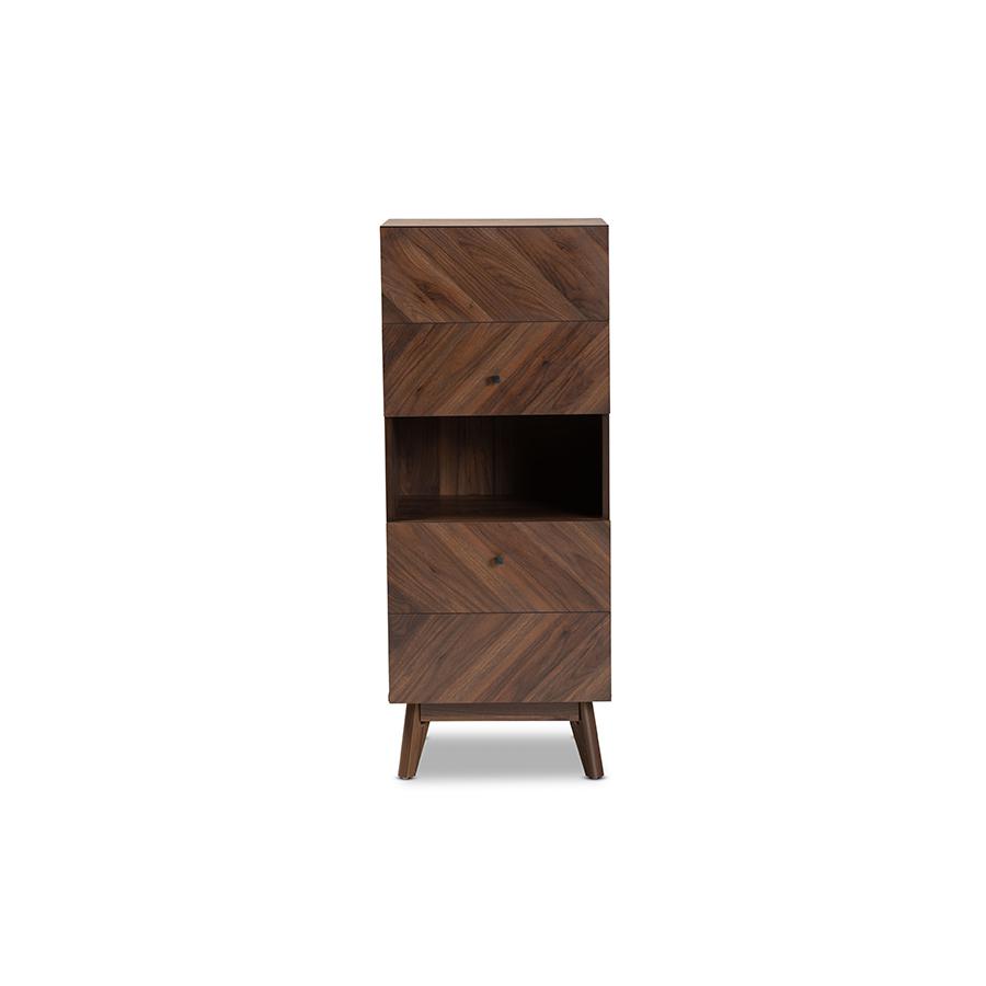 Baxton Studio Hartman Mid-Century Modern Walnut Brown Finished Wood Storage Cabinet | Cabinets | Modishstore - 3