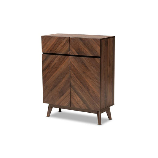 Baxton Studio Hartman Mid-Century Modern Walnut Brown Finished Wood Shoe Cabinet | Cabinets | Modishstore