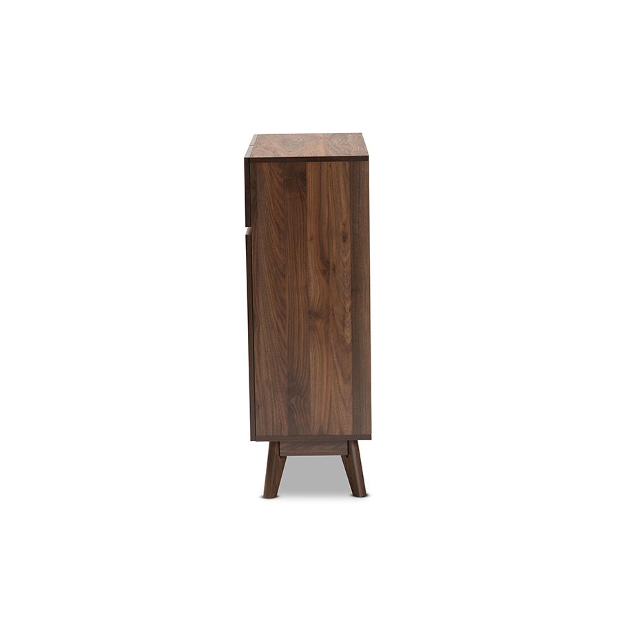 Baxton Studio Hartman Mid-Century Modern Walnut Brown Finished Wood Shoe Cabinet | Cabinets | Modishstore - 4