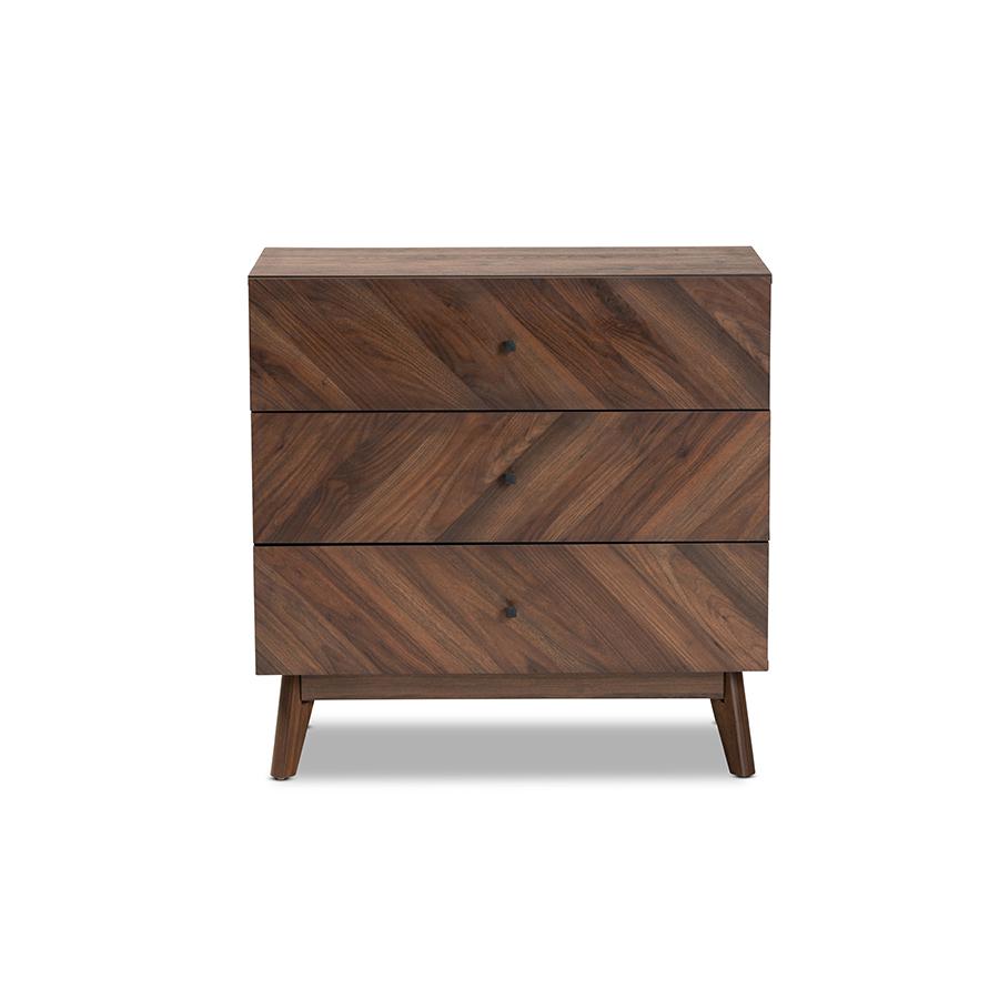 Baxton Studio Hartman Mid-Century Modern Walnut Brown Finished Wood 3-Drawer Storage Chest | Drawers | Modishstore - 3