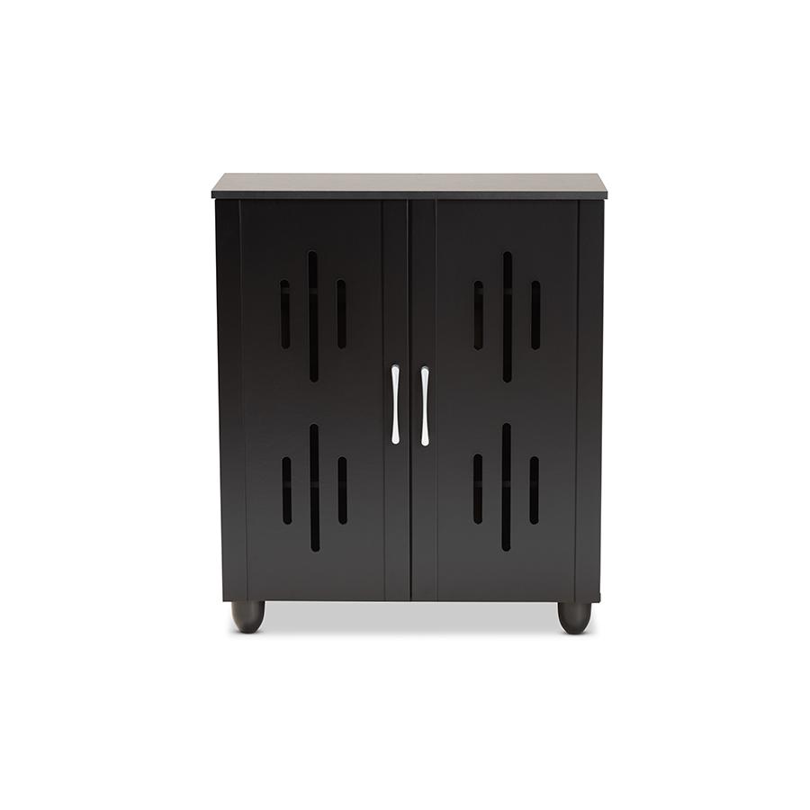 Baxton Studio Renley Modern and Contemporary Black Finished Wood 2-Door Shoe Storage Cabinet | Cabinets | Modishstore - 4