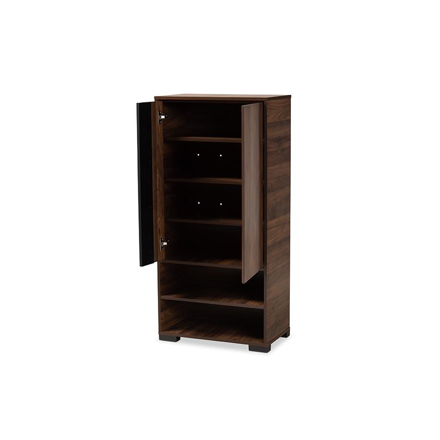Baxton Studio Raina Modern and Contemporary Two-Tone Walnut Brown and Black Finished Wood 2-Door Shoe Storage Cabinet | Cabinets | Modishstore - 3