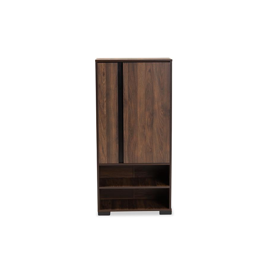 Baxton Studio Raina Modern and Contemporary Two-Tone Walnut Brown and Black Finished Wood 2-Door Shoe Storage Cabinet | Cabinets | Modishstore - 4