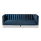 Baxton Studio Maia Contemporary Glam and Luxe Navy Blue Velvet Fabric Upholstered and Gold Finished Metal Sofa | Sofas | Modishstore - 5