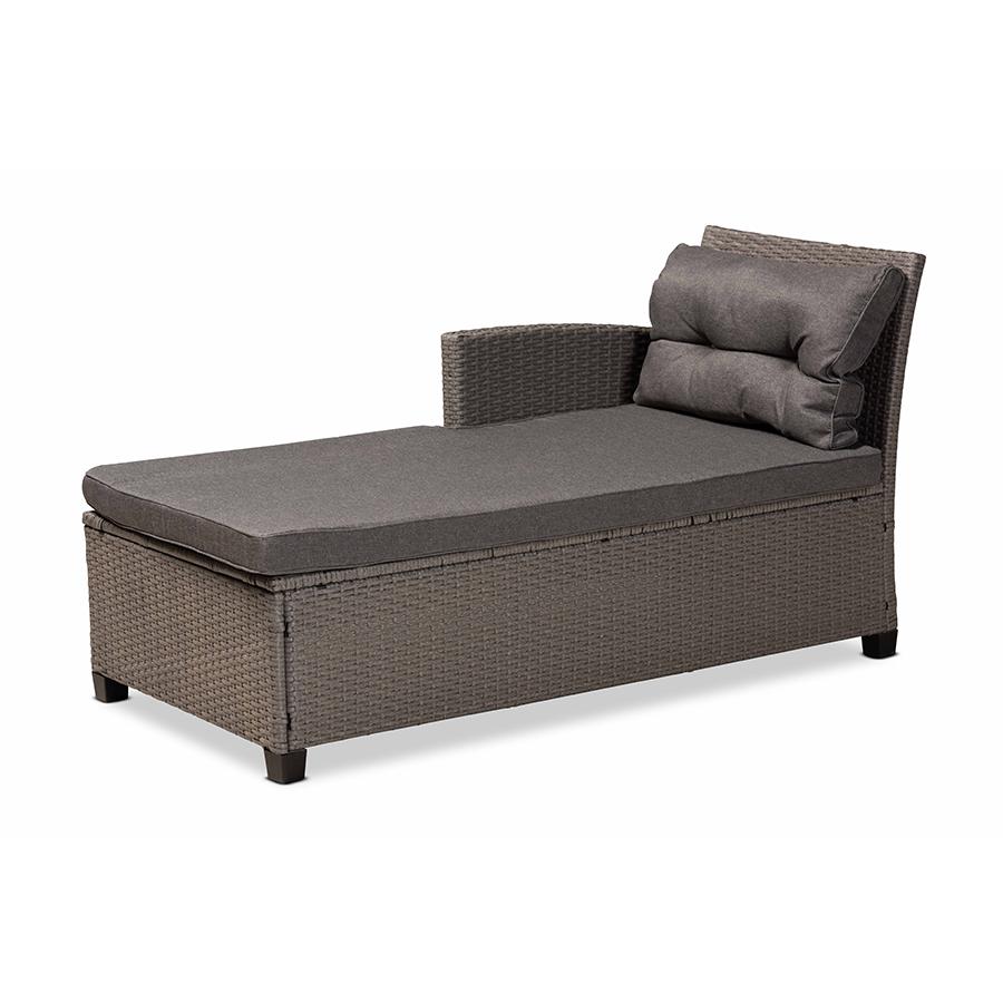 Baxton Studio Darian Modern and Contemporary Grey Fabric Upholstered and Grey Synthetic Rattan 4-Piece Patio Set | Outdoor Sofas, Loveseats & Sectionals | Modishstore - 4