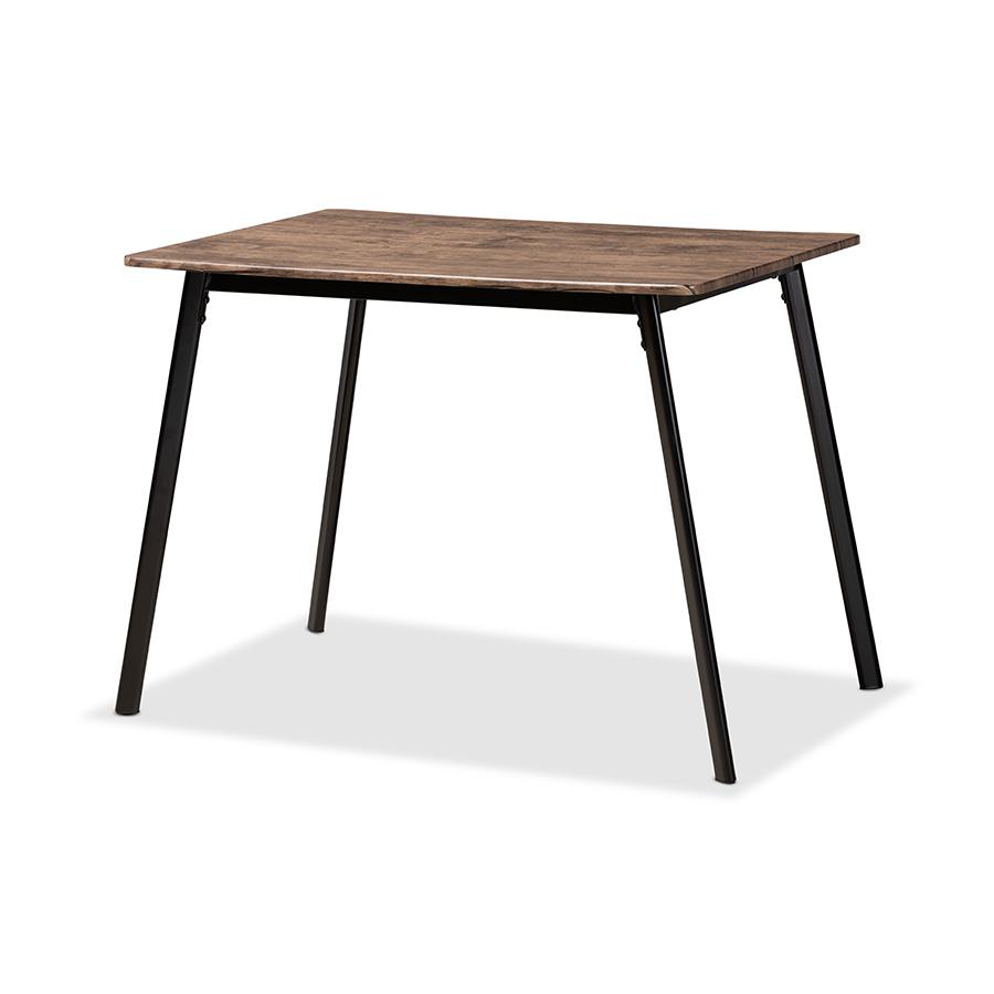Baxton Studio Calder Mid-Century Modern Walnut Brown Finished Wood and Black Metal Dining Table | Dining Tables | Modishstore - 2
