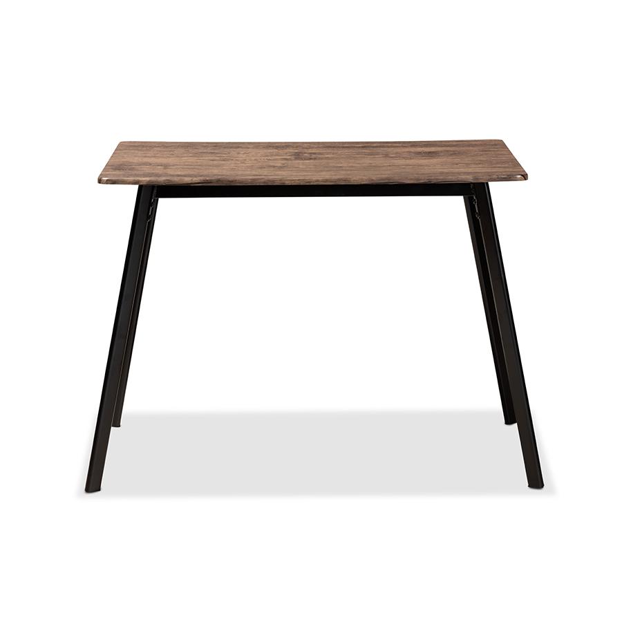Baxton Studio Calder Mid-Century Modern Walnut Brown Finished Wood and Black Metal Dining Table | Dining Tables | Modishstore - 3