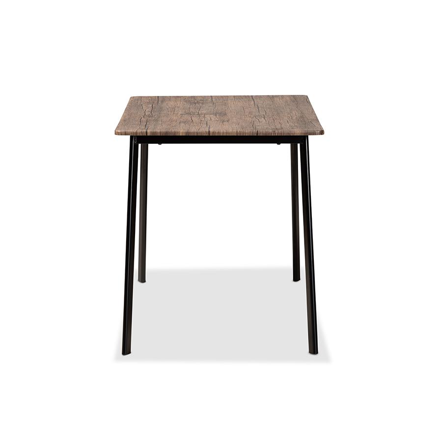 Baxton Studio Calder Mid-Century Modern Walnut Brown Finished Wood and Black Metal Dining Table | Dining Tables | Modishstore - 4
