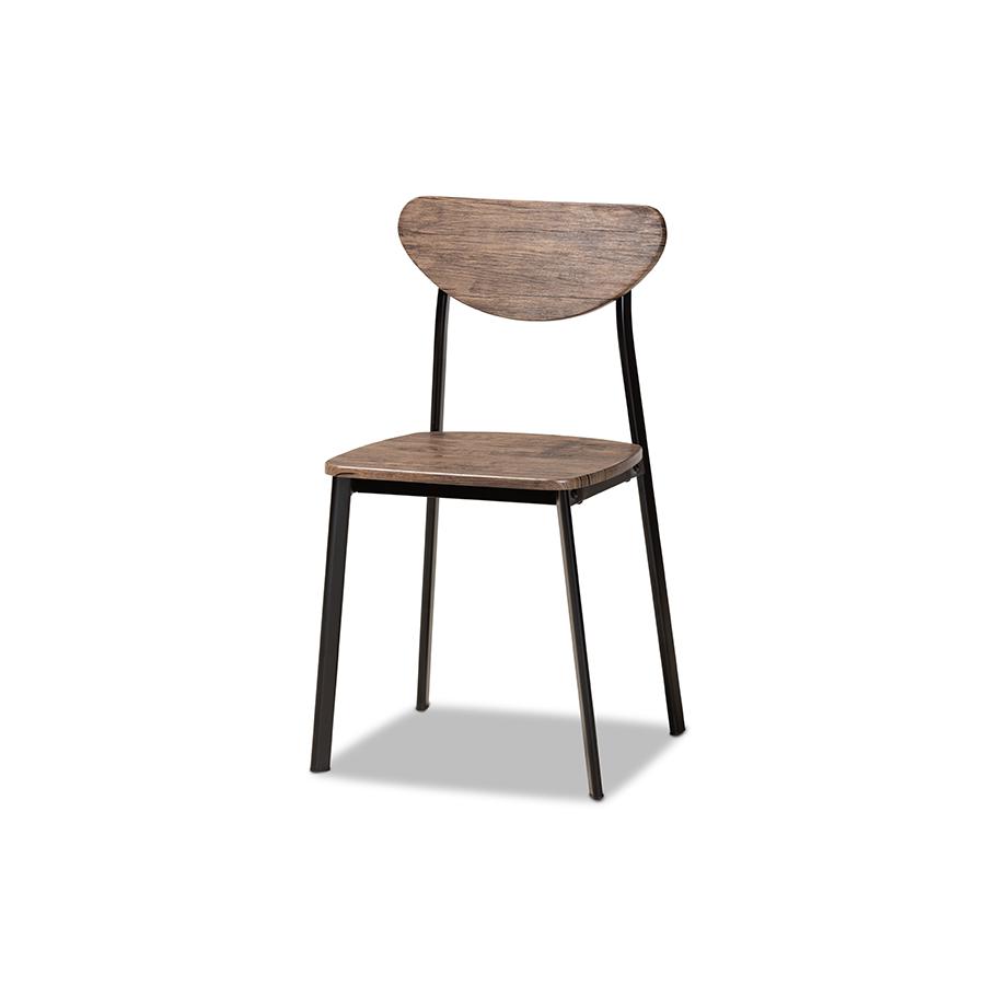Baxton Studio Ornette Mid-Century Modern Walnut Brown Finished Wood and Black Metal 4-Piece Dining Chair Set | Dining Chairs | Modishstore - 3