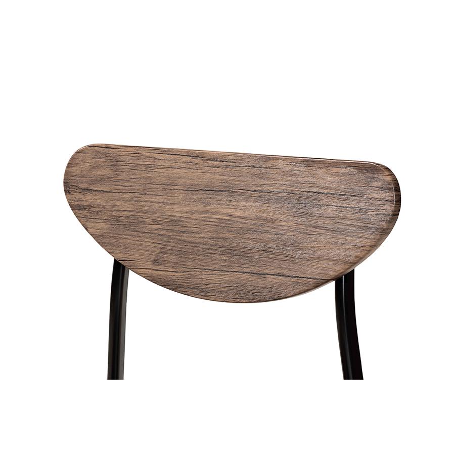 Baxton Studio Ornette Mid-Century Modern Walnut Brown Finished Wood and Black Metal 4-Piece Dining Chair Set | Dining Chairs | Modishstore - 4