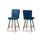 Baxton Studio Preston Modern Luxe and Glam Navy Blue Velvet Fabric Upholstered and Two-Tone Black and Gold Finished Metal 2-Piece Bar Stool Set | Bar Stools | Modishstore